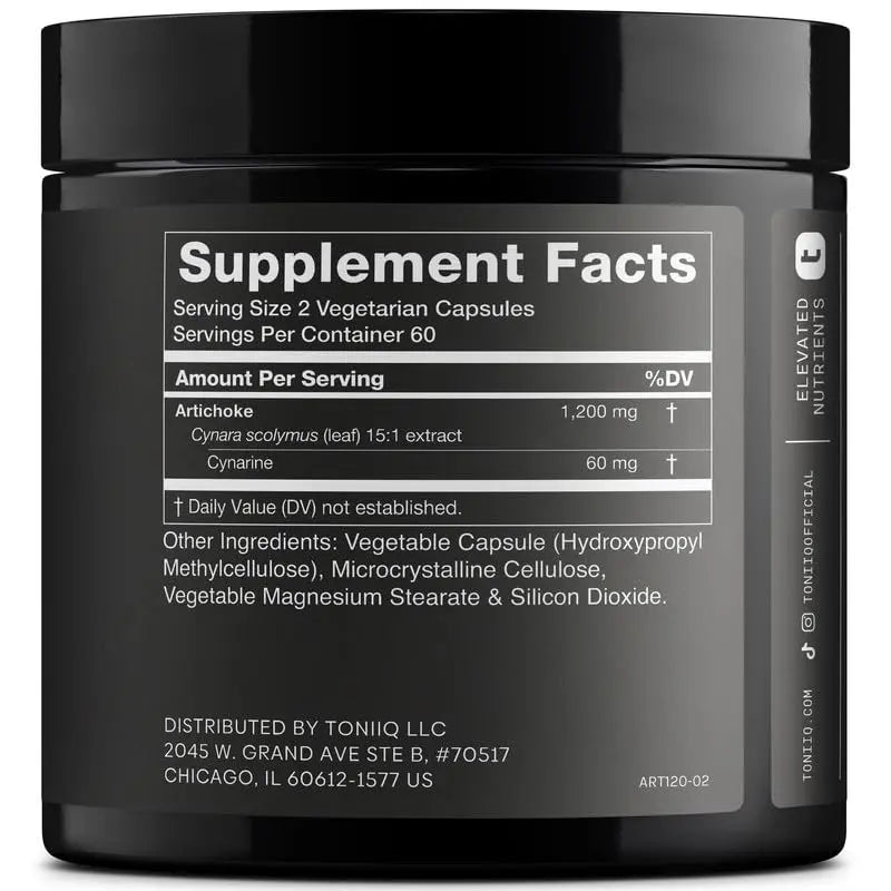 Toniiq Artichoke Extract 15:1 – with 5% Cynarin (60 mg) – 120 Vegan Capsules – Liver & Digestive Support - Lab Tested - Non-GMO Toniiq buy supplements Au