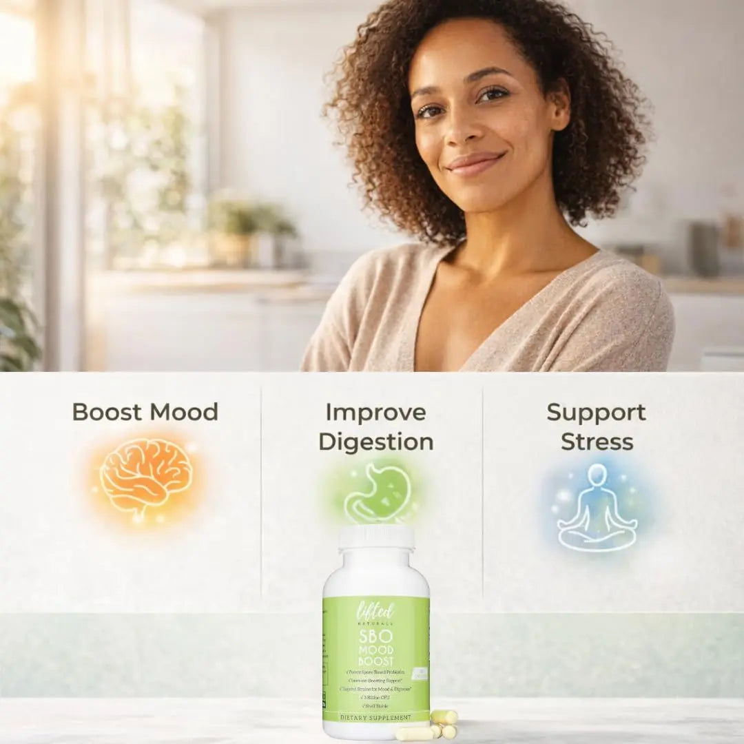 Lifted Naturals Spore Based Probiotic Probiotics - SBO Mood Boost - Spore/Soil-Based - Digestion & Natural Mood Support - Histamine-Free - 60 Day Supply, Non-GMO, Dairy-Free, Gluten-Free, Vegan Lifted Naturals buy supplements Au