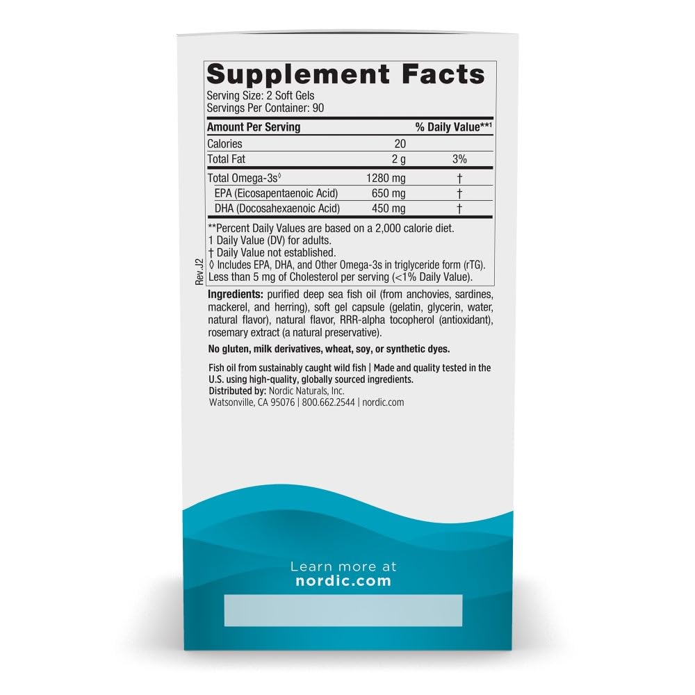 Nordic Naturals Ultimate Omega, Lemon Flavor - 180 Soft Gels - 1280 mg Omega-3 - High-Potency Fish Oil with EPA & DHA - Promotes Brain & Heart Health - Non-GMO - 90 Servings Nordic Naturals buy supplements Au