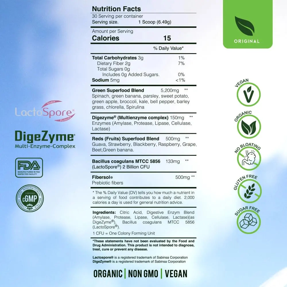 Blossom SuperGreens Probiotics – Digestive Enzymes with Pre/ProBiotics for Bloating Relief – 30+ SuperGreens & SuperReds to Boost Energy –Organic, Gluten-Free, No Fiber, 0g Sugar (Lemon Citrus) BRANIA buy supplements Au