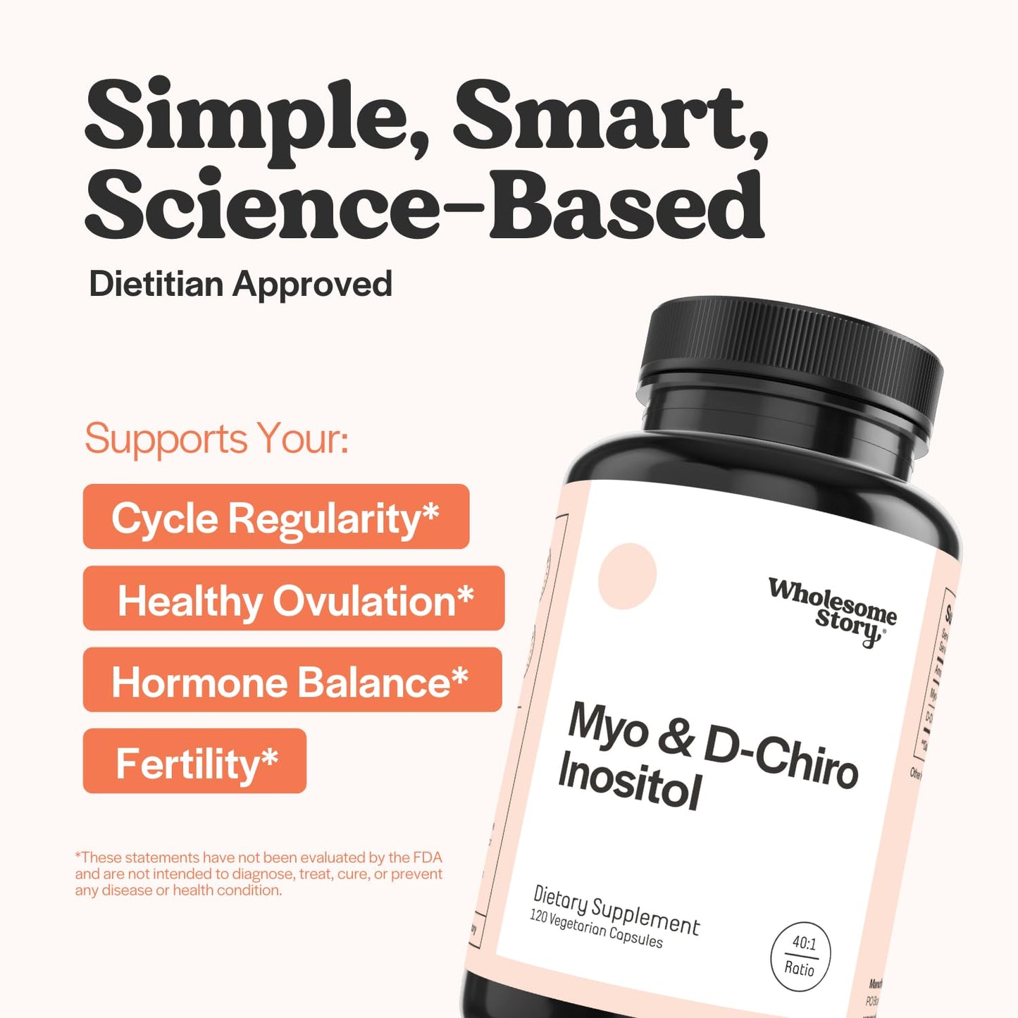 Wholesome Story Myo-Inositol & D-Chiro Inositol Supplement for Women | Fertility Supplements for Hormonal Balance & Ovarian Health Support | Myoinositol | Ideal 40:1 Ratio | 30 Servings Wholesome StoryBuy Supplements Australia