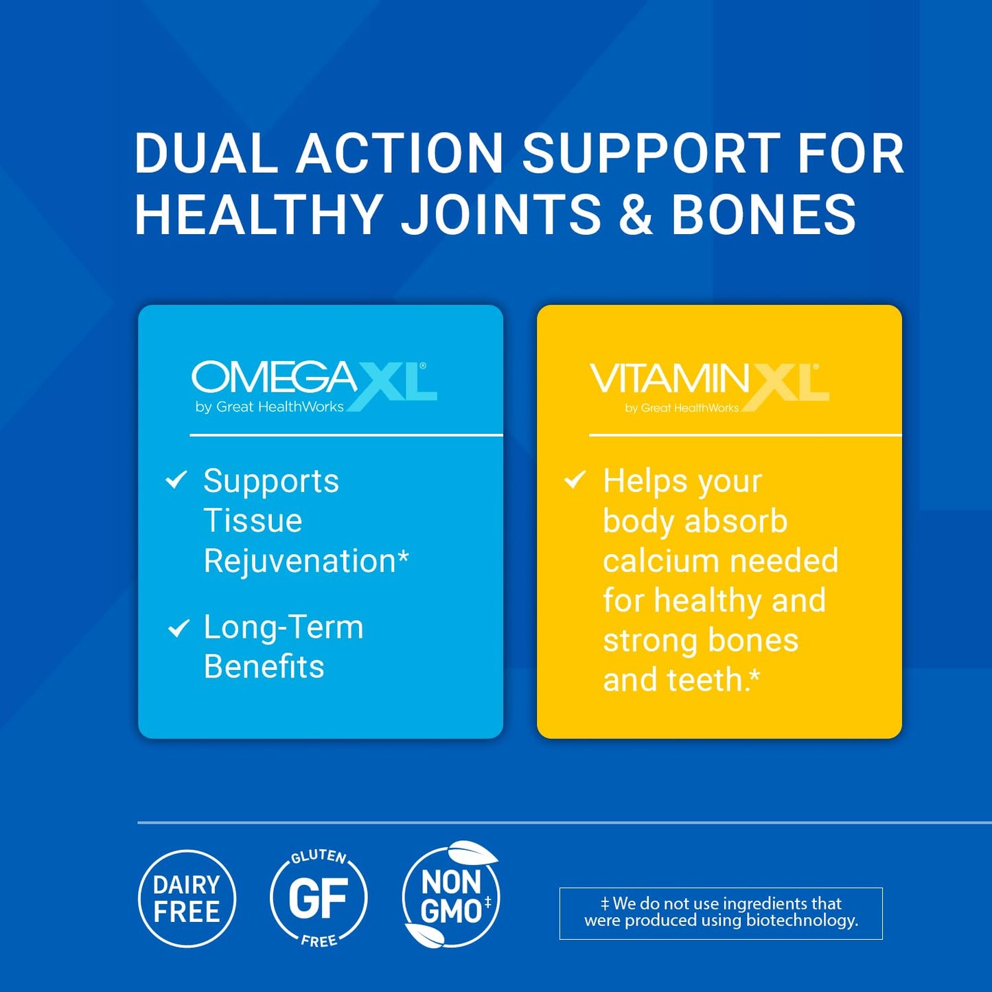 OmegaXL Joint Support Supplement - 60 Softgels & VitaminXL D3 High Potency Daily Vitamin D 5000 IU 125mcg Immune Support Supplement (30 Softgels) - 2 Pack OmegaXLBuy Supplements Australia