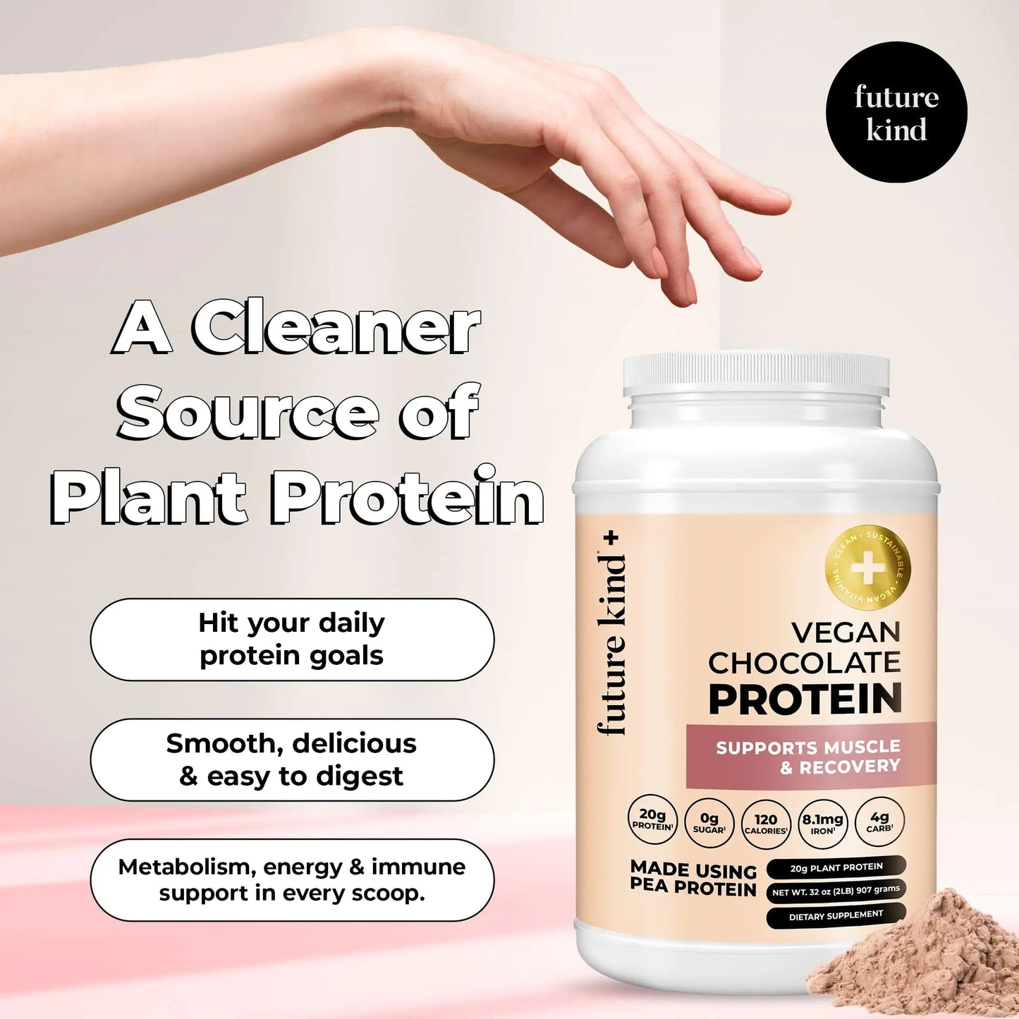 Future Kind Vegan Protein Powder, Chocolate, Pea Plant Protein for Lean Muscle with Iron & Fiber, Whey-Free, Sugar-Free, Soy-Free, Non-Dairy (34 Servings) Future Kind buy supplements Au