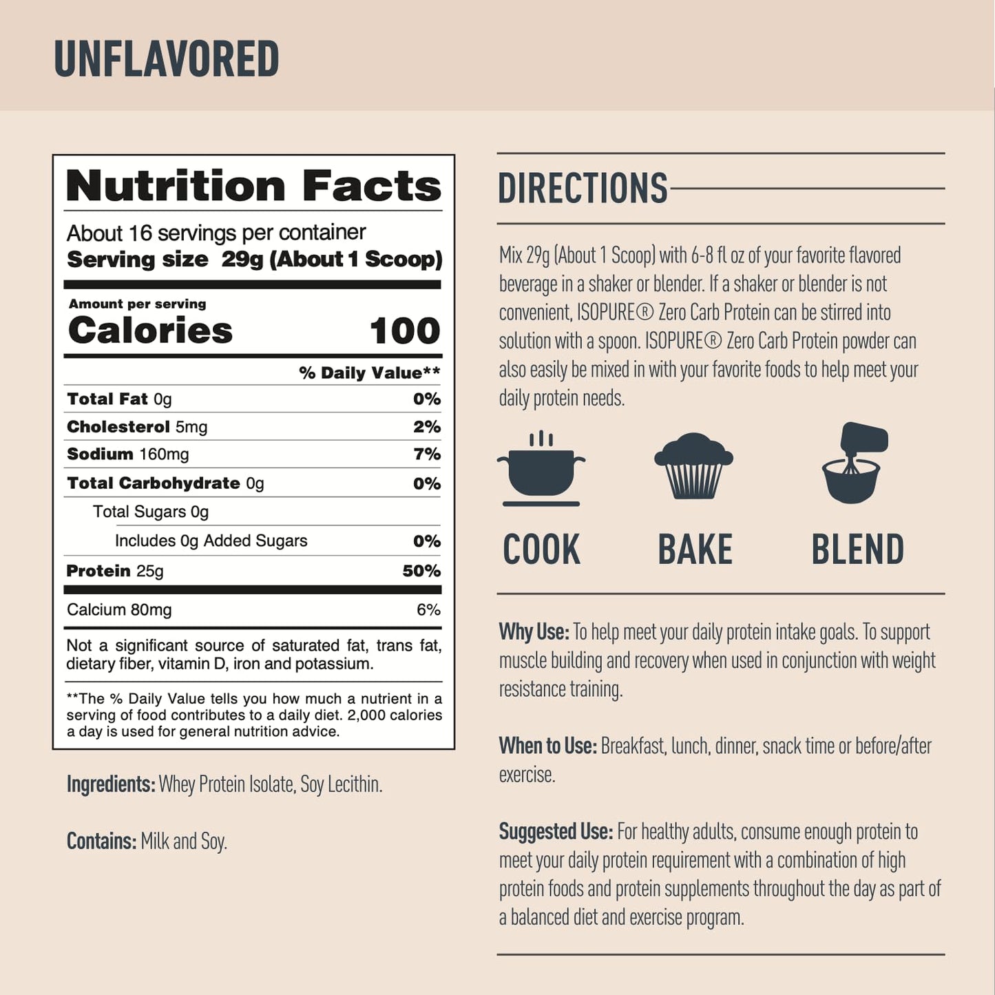 Isopure Unflavored Protein, Whey Isolate, 25g Protein, Zero Carb & Keto Friendly IsopureBuy Supplements Australia