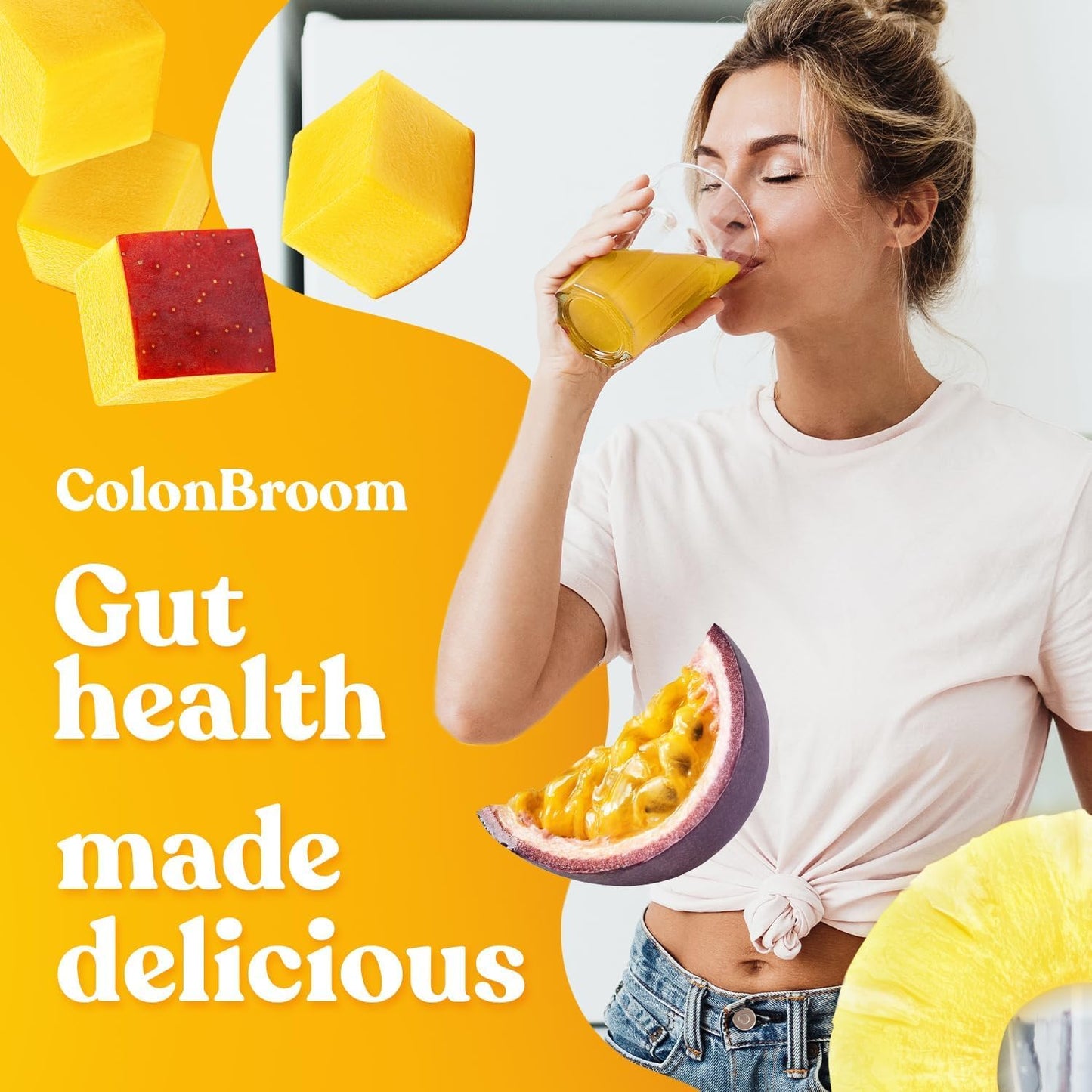 ColonBroom Psyllium Husk Powder with Stevia (Tropical Fruits) - Colon Cleanse for Bloating Relief & Gut Health - Colon Broom Fiber Powder Drink - Vegan Fiber Powder Stevia Supplement, 150 Servings ColonBroomBuy Supplements Australia
