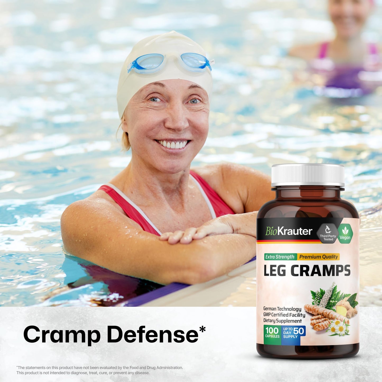 BIO KRAUTER® Magnesium Glycinate for Leg Сramps & Relax - 5-in-1 Formula Magnesium Glycinate 400mg with Turmeric, Black Cohosh, Ginger, Chamomile 1200 mg 100 Caps - No Fillers, Non-GMO, 50-Day Supply BIO KRAUTERBuy Supplements Australia