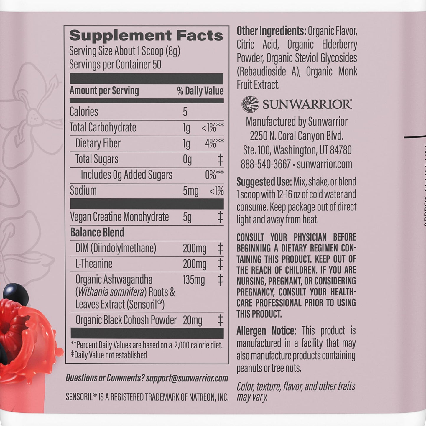 Sunwarrior Creatine for Women Monohydrate Powder Micronized Pre Workout Recovery Supplement Support Muscle Building Strength Training Cognition | Vegan and Easily Mixes 50 Servings, Raspberry Lemonade SunwarriorBuy Supplements Australia