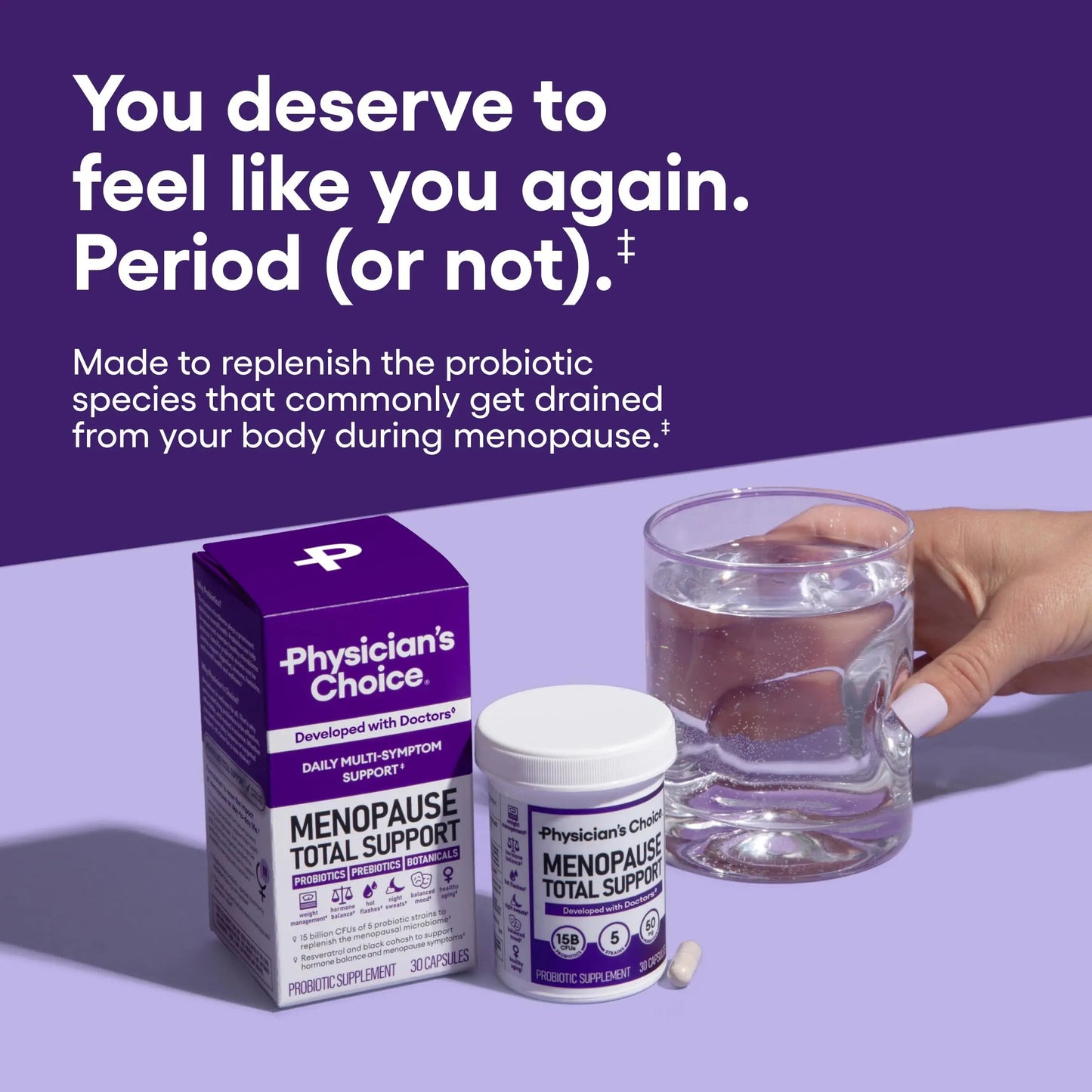 Physician's CHOICE Menopause Probiotic Supplement for Women - Supports Hormone Balance, Hot Flashes, Night Sweats, Weight Management, Bloating & Gut Health - with Black Cohosh, Resveratrol+ - 45ct Physician's CHOICE buy supplements Au