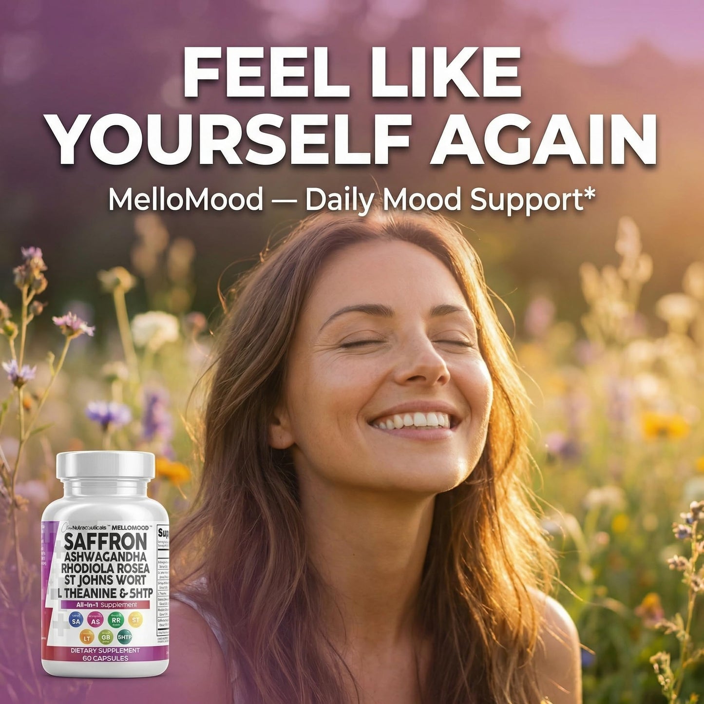 Clean Nutraceuticals Saffron Supplements Extract 100mg + Ashwagandha L-Theanine 200mg - Mood Support Ginkgo Biloba, St. John's Wort, Rhodiola Rosea & 5-HTP Capsules Pills Men Women Clean Nutraceuticals buy supplements Au