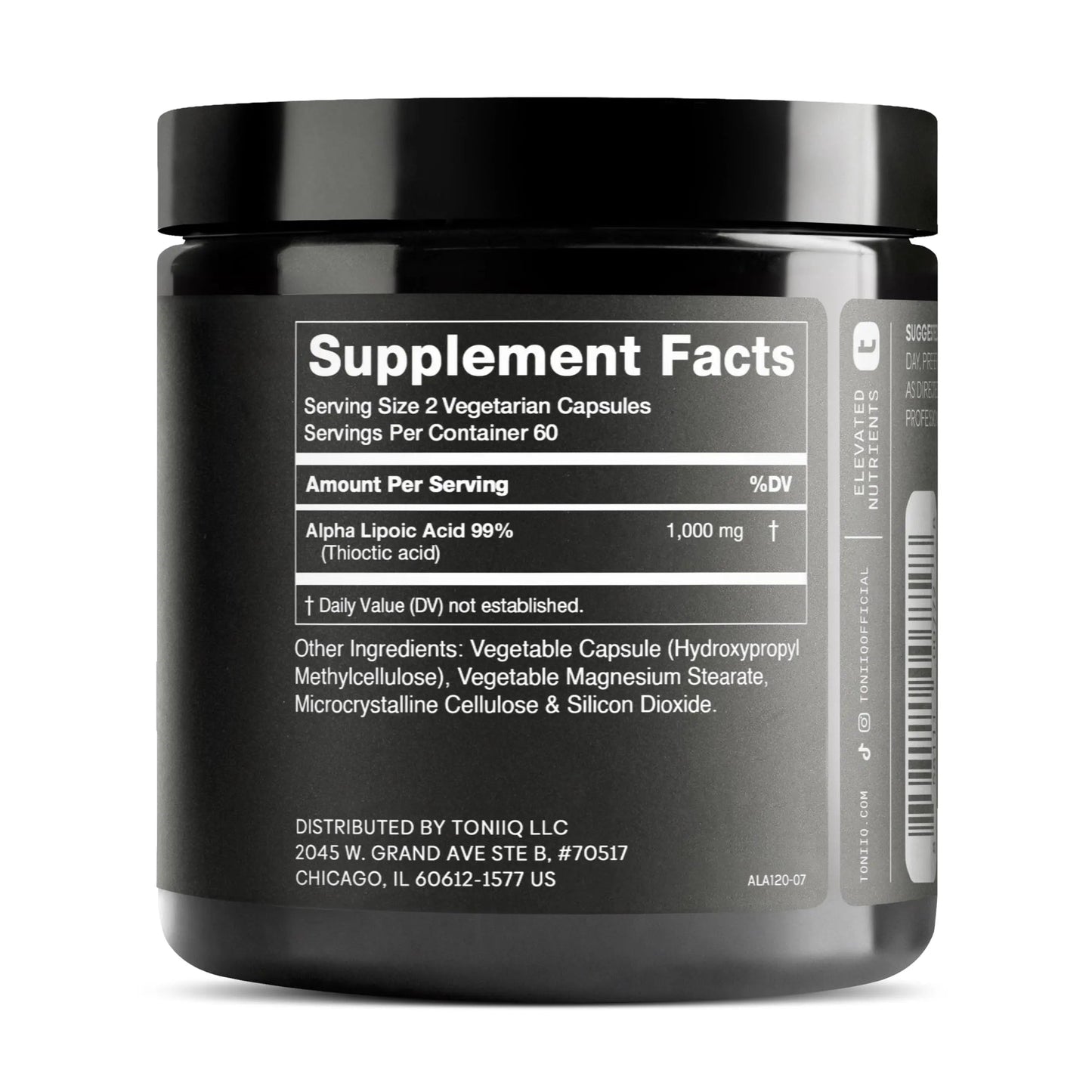 Toniiq 1000mg Ultra High Strength Alpha Lipoic Acid Capsules - Highly Purified 99%+ USP Standard - 120 Capsules ALA Supplement Toniiq buy supplements Au