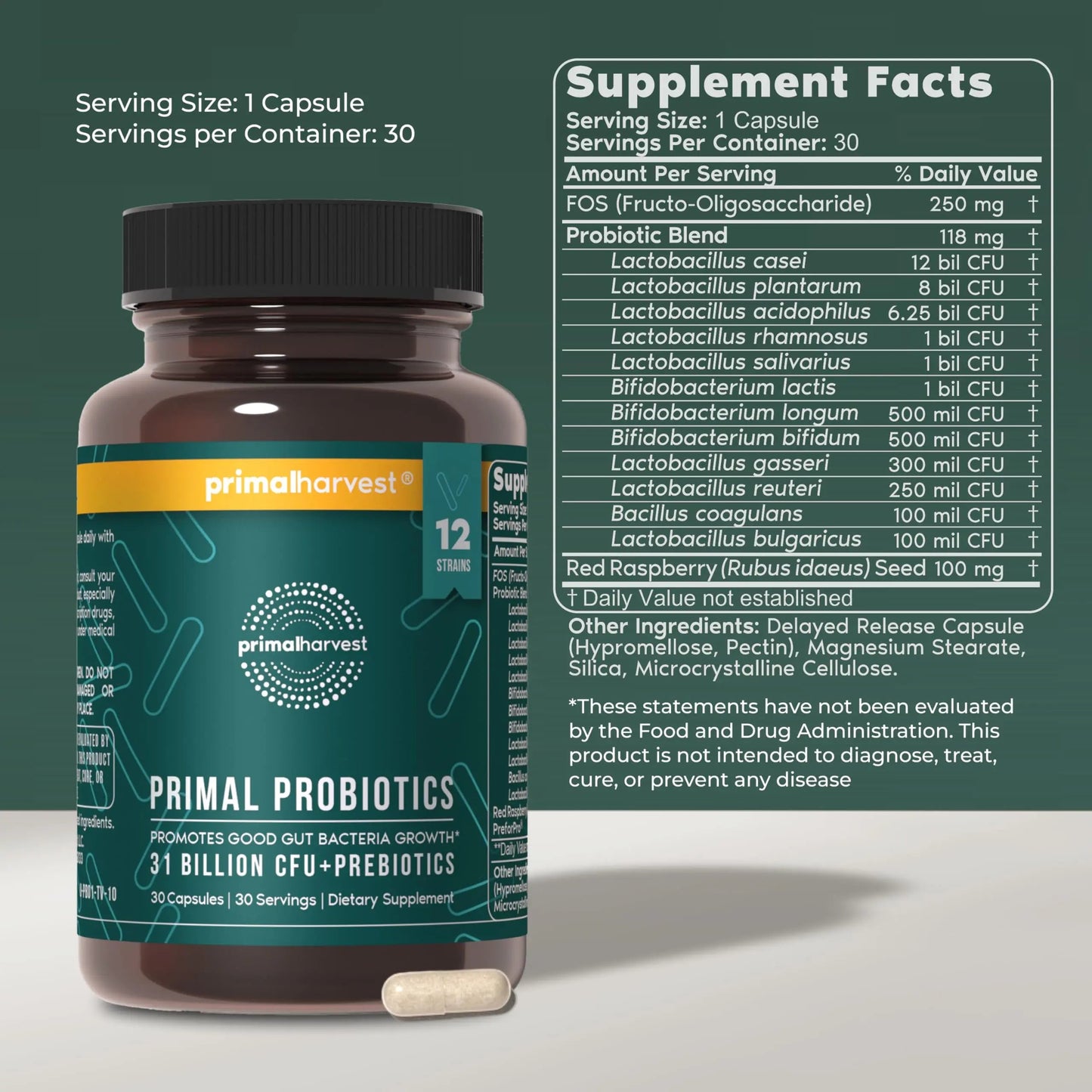 Primal Harvest Probiotics for Women and Men Shelf-Stable with Prebiotics Daily Supplement for Adults 60 Capsules (2 Pack) Primal Harvest buy supplements Au