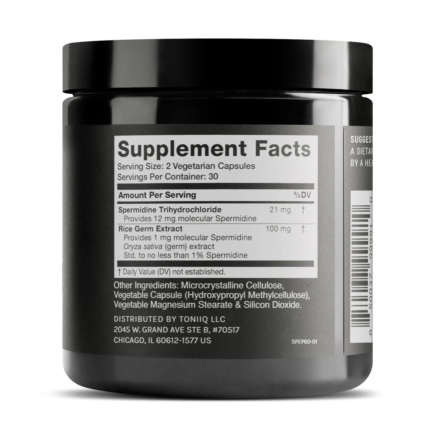 Toniiq 22mg Ultra Concentrated Spermidine Supplement -Spermidine Supplements for Men and Women - Rice Germ Extract and Trihydrochloride Complex Blend - 60 Vegetarian Capsules - 30 Servings Toniiq buy supplements Au