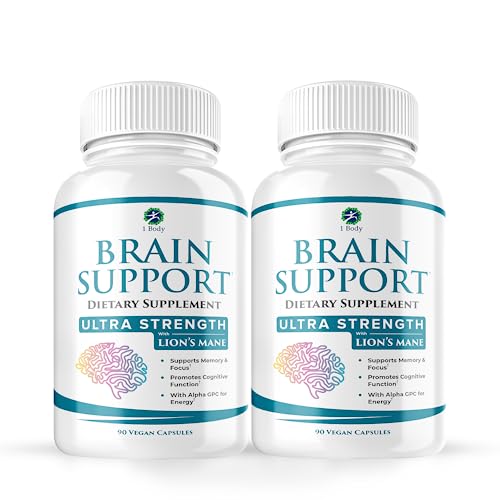 1 Body Brain Support: Twin Pack - 90 Capsules Each - Alpha GPC - NutriGlobal