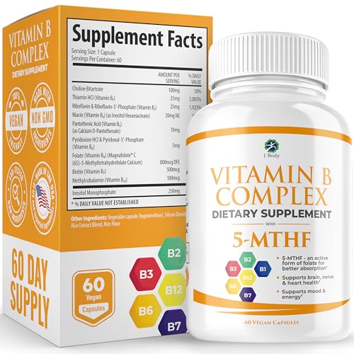 1 Body Vitamin B Complex – 5-MTHF Folate with B1, B2, B5, B6 - NutriGlobal