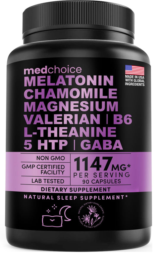 10-in-1 Melatonin Capsules - Melatonin 5mg Natural Sleep Aid for Adults - NutriGlobal