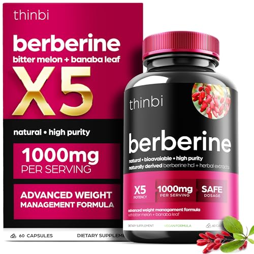 1000mg Berberine Supplement Capsules with Bitter Melon and Banaba Leaf - 30 Servings - NutriGlobal