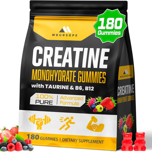 (180 Count) Creatine Monohydrate Gummies for Men & Women - Creatine Pre Workout Gummies for Muscle Builder, Muscle Strength, Recovery, Endurance, Energy, - NutriGlobal