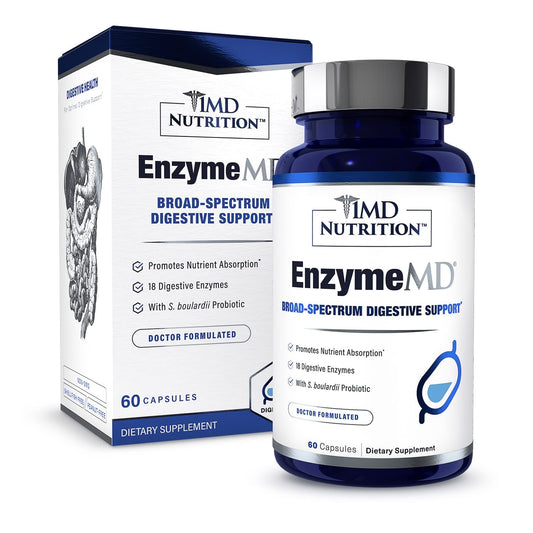 1MD Nutrition EnzymeMD - Digestive Enzymes Supplement - Doctor Formulated | 18 Plant-Based Enzymes - Gas & Bloating Support | 60 Capsules - NutriGlobal