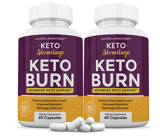 (2 Pack) Keto Advantage Keto Burn Pills 1275MG New & Improved Formula Contains Apple - NutriGlobal