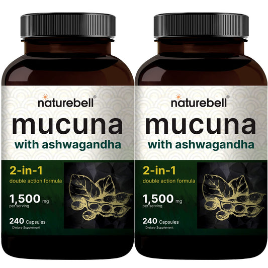 2 Pack NatureBell Mucuna Pruriens Capsules, 1500mg Per Serving, Made with Mucuna - NutriGlobal