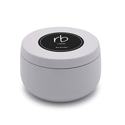Rosbas Candle, Fraser Fir Scented, Natural Soy Wax, White Metallic Tin, 6 oz, Cotton Wick, Long Burn Time