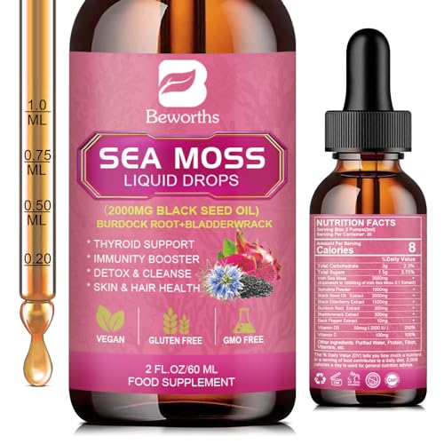 3000mg Sea Moss Liquid Drops - Organic Black Seed Oil & Irish Sea Moss - NutriGlobal