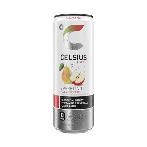CELSIUS Sparkling Fuji Apple Pear, Functional Essential Energy Drink 12 Fl Oz (Pack of 12) CELSIUSBuy Supplements Australia