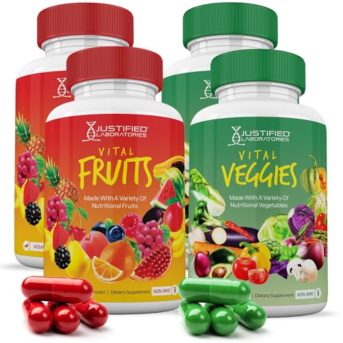 (4 Pack) Vital Fruits and Veggies Supplement Whole Food Red & Green Superfoods - NutriGlobal