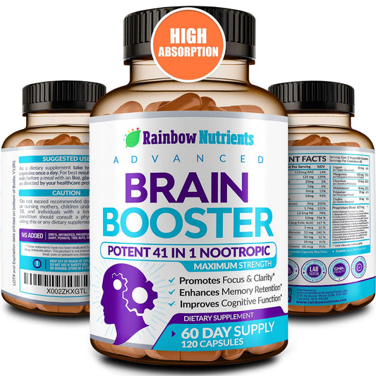 40-in-1 Brain Booster Supplements for Memory, Focus, Clarity, Energy, Performance - NutriGlobal