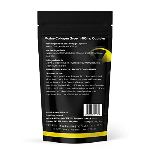 Nuke Nutrition Marine Collagen Capsules - 400mg - 120 Capsules - High Strength Collagen Nuke NutritionBuy Supplements Australia