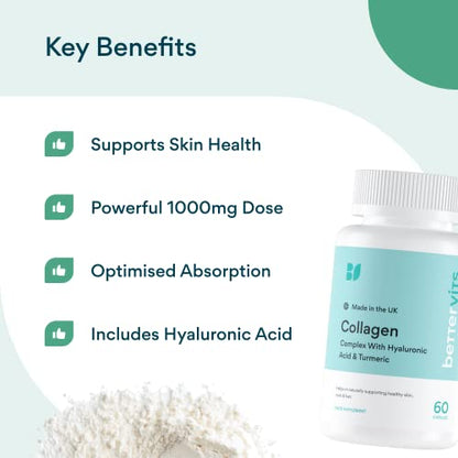 Bettervits Collagen Complex | 1000mg Hydrolyzed Capsules | Skin | Hair | Nails BettervitsBuy Supplements Australia