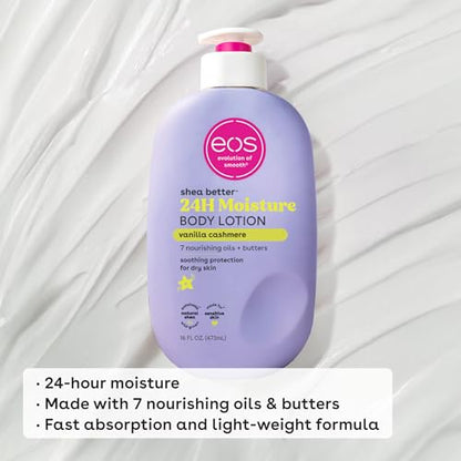 eos Shea Better Body Lotion Vanilla Cashmere, 24-Hour Moisture Skin Care, Lightweight