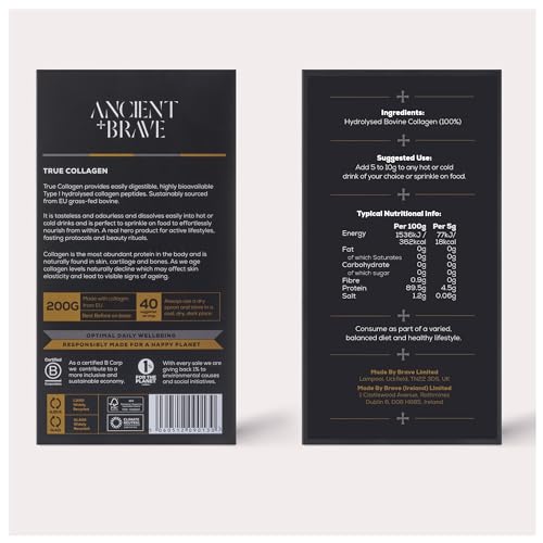 Ancient + Brave True Collagen 200g - Grass-Fed Bovine Collagen Powder - 100% Hydrolysed Collagen Peptides (Type 1) Ancient + BraveBuy Supplements Australia