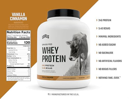 Levels Grass Fed 100% Whey Protein, No Hormones, Vanilla Cinnamon, 5LB Levels NutritionBuy Supplements Australia