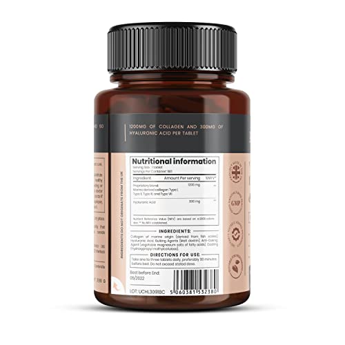 UltraColl Collagen & Hyaluronic Acid 1500mg x 360 Tablets (2 bottles of 180)-1 Years Supply PureclinicaBuy Supplements Australia