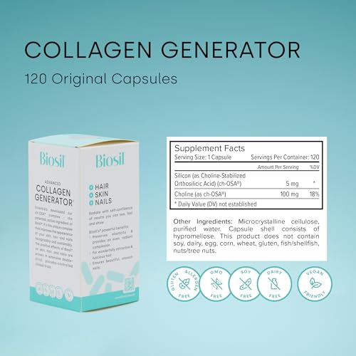 Biosil Collagen Generator - 120 Capsules - with Patented ch-OSA Complex - Generates & Protects BioSilBuy Supplements Australia