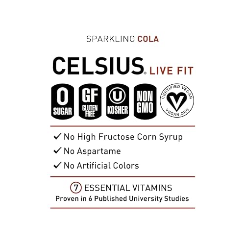 CELSIUS Sparkling Cola, Functional Essential Energy Drink 12 Fl Oz (Pack of 12) CELSIUSBuy Supplements Australia