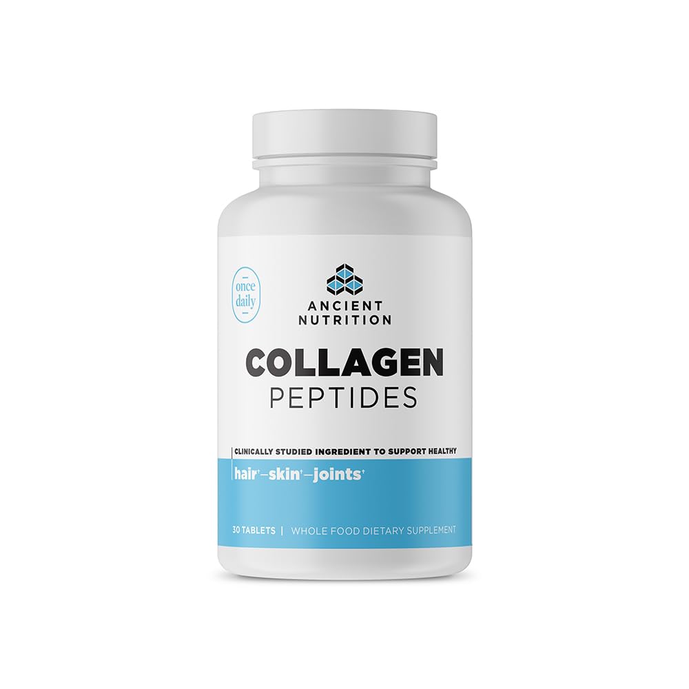 Ancient Nutrition Collagen Peptides, Collagen Peptides Tablets, Unflavored Hydrolyzed Collagen, Supports Healthy Skin, Hair, Joints, Gut, Gluten Free, Paleo, and Keto Friendly, 30 Count Ancient NutritionBuy Supplements Australia