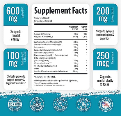 1 Body Brain Support: Twin Pack - 90 Capsules Each - Alpha GPC