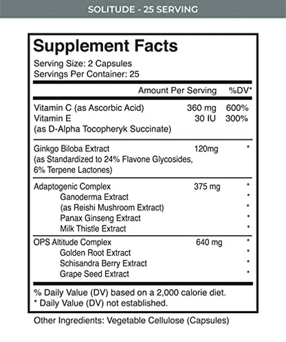 MTN OPS Solitude High-Altitude Performance Supplement (25 Servings), Black, One Size