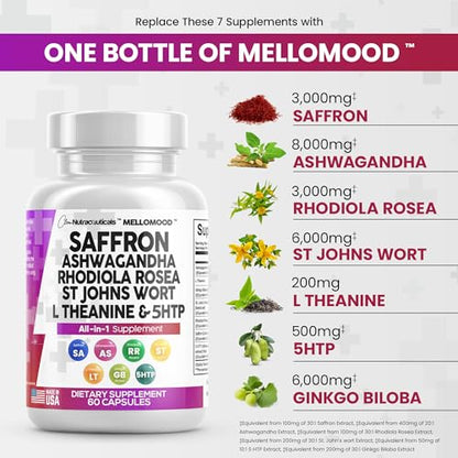 Clean Saffron Supplements with Ashwagandha 8000mg - Mood Support with L-Theanine Clean NutraceuticalsBuy Supplements Australia