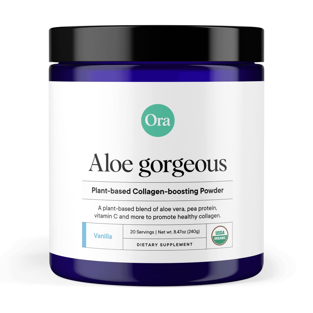 Ora Organic Vegan Collagen-Boosting Powder for Women and Men - Hair, Skin, & Nails Support - Bamboo Silica, Plant-Based Protein, Organic Vitamin C, Aloe Vera - Vanilla Flavor, 20 Servings Ora OrganicBuy Supplements Australia