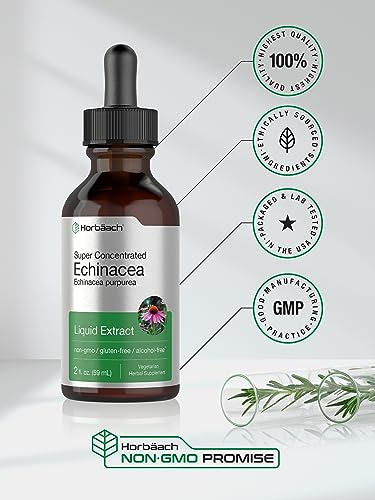 Echinacea Drops Liquid Extract | 2 fl oz | Super Concentrated Tincture | Alcohol Free HorbäachBuy Supplements Australia