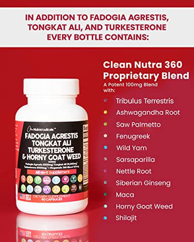 Fadogia Agrestis 5000mg Tongkat Ali 25000mg Turkesterone 5000mg