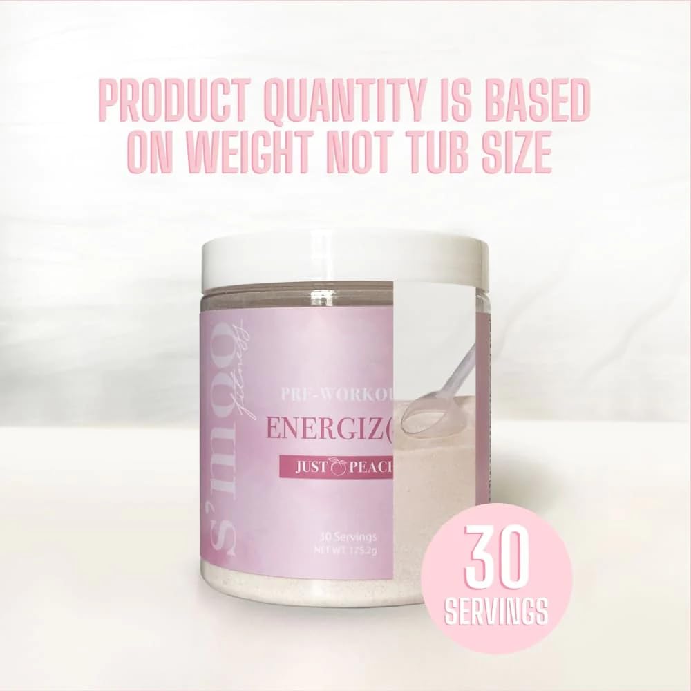 S'moo ENERGIZ(her) Pre Workout Supplement - Preworkout Energy Powder - 30 Servings, Just Peachy