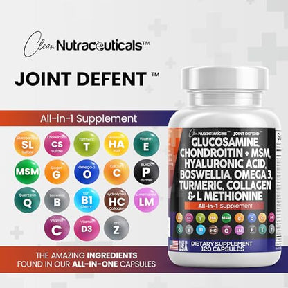 Clean Glucosamine Chondroitin MSM Turmeric Hyaluronic Acid Boswellia
