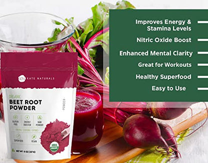 Kate Naturals Beet Root Powder for Baking & Smoothies (8oz) USDA Organic Beetroot Powder Kate NaturalsBuy Supplements Australia