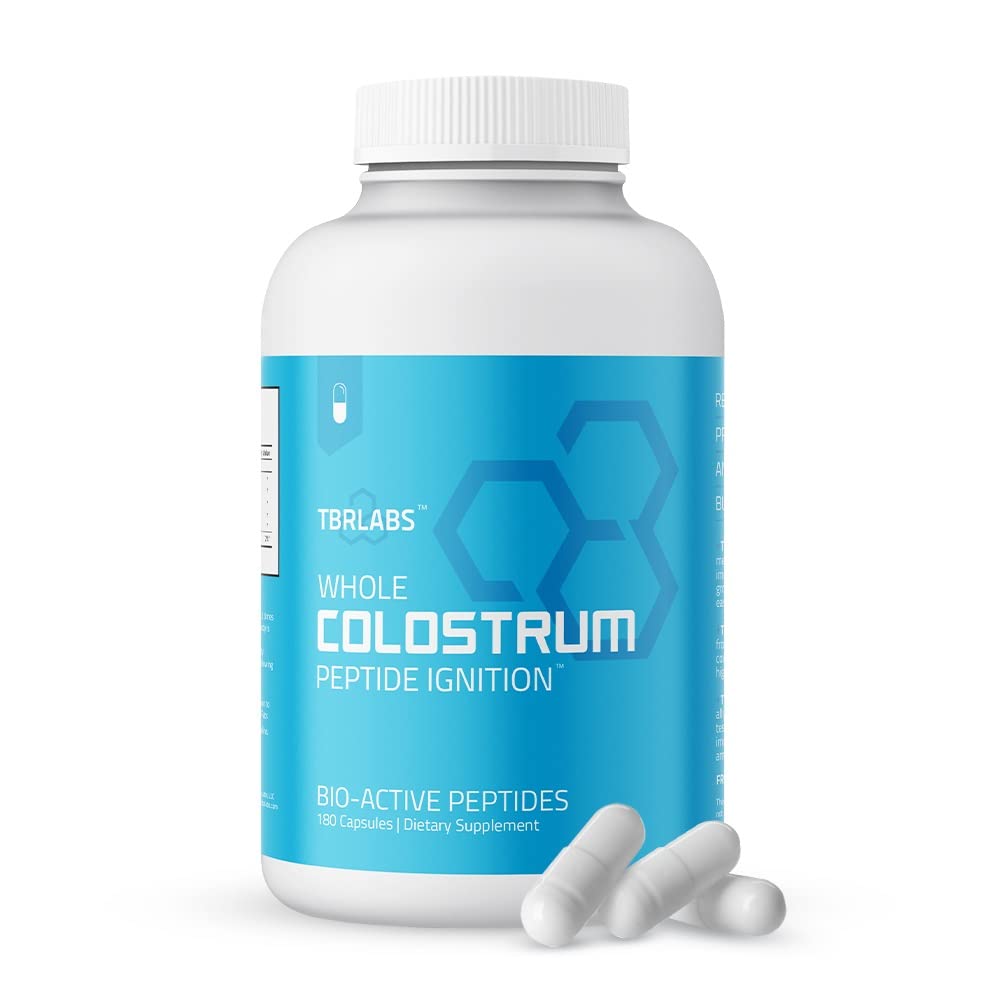 TBR Labs Pure Bovine Colostrum 180 Capsules - Antibiotic and Hormone Free - USA Source