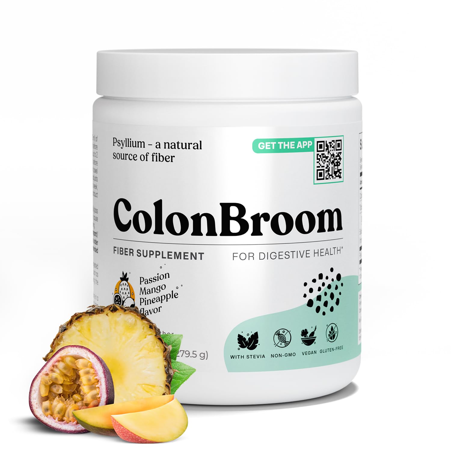 ColonBroom Psyllium Husk Powder with Stevia (Tropical Fruits) - Colon Cleanse for Bloating Relief & Gut Health - Colon Broom Fiber Powder Drink - Vegan Fiber Powder Stevia Supplement, 50 Servings ColonBroomBuy Supplements Australia