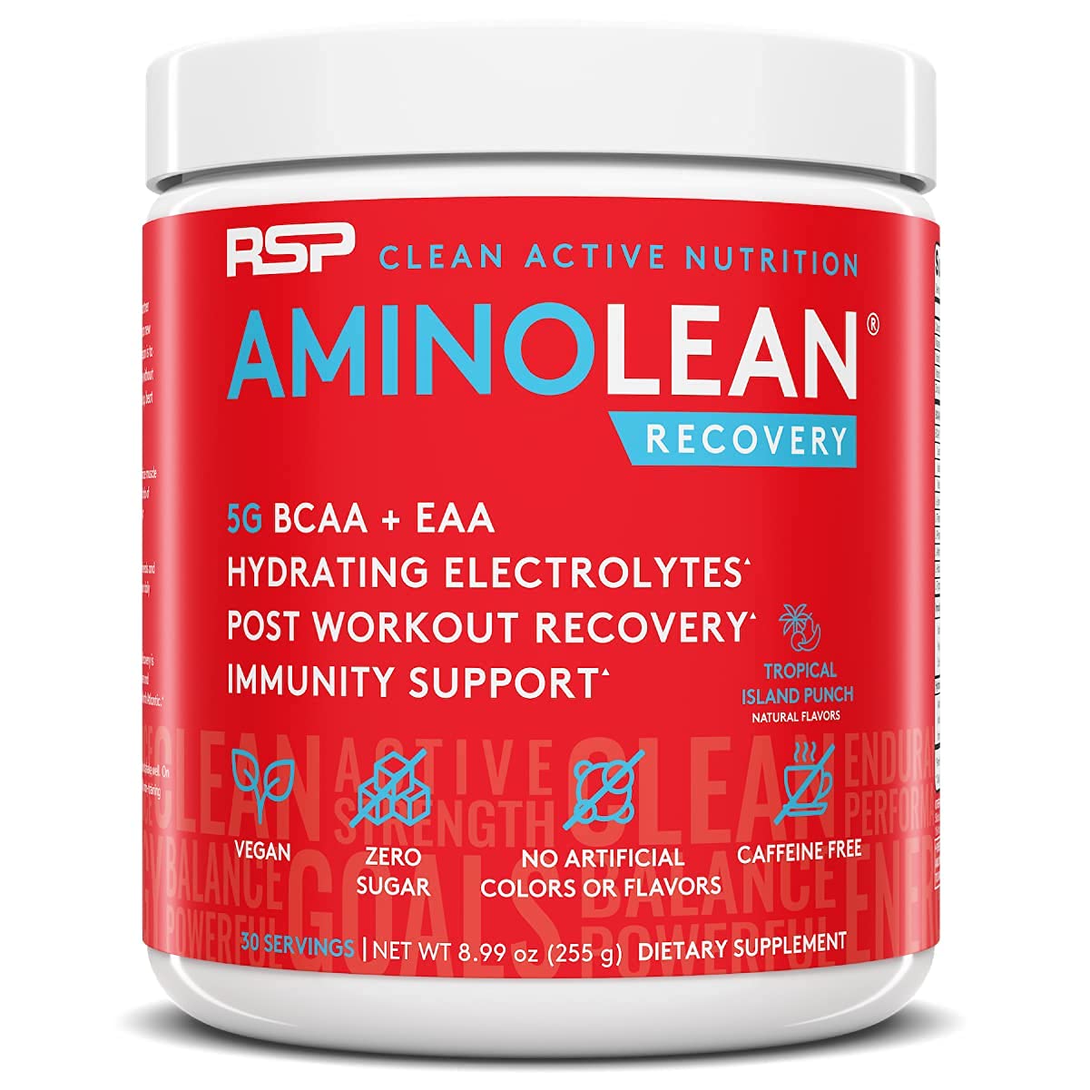 RSP NUTRITION Vegan AminoLean Pre Workout Energy (Pineapple Coconut 25 Servings) with AminoLean Recovery Post Workout Boost (Tropical Island Punch 30 Servings)